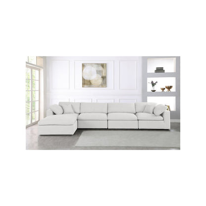 Serene Cream Linen Textured Fabric Deluxe Comfort Modular Sectional