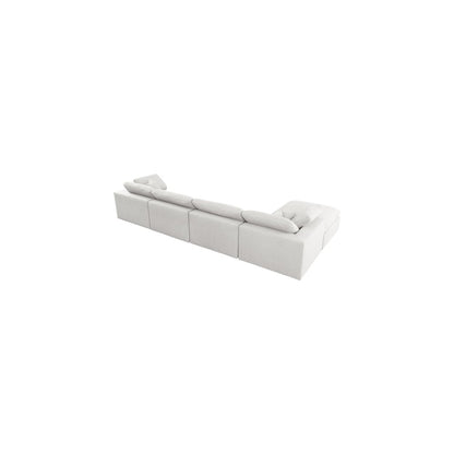 Serene Cream Linen Textured Fabric Deluxe Comfort Modular Sectional
