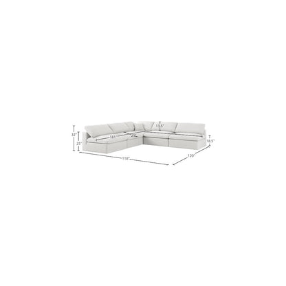 Serene Cream Linen Textured Fabric Deluxe Comfort Modular Sectional