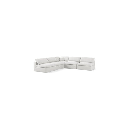 Serene Cream Linen Textured Fabric Deluxe Comfort Modular Sectional
