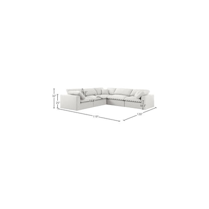 Serene Cream Linen Textured Fabric Deluxe Comfort Modular Sectional