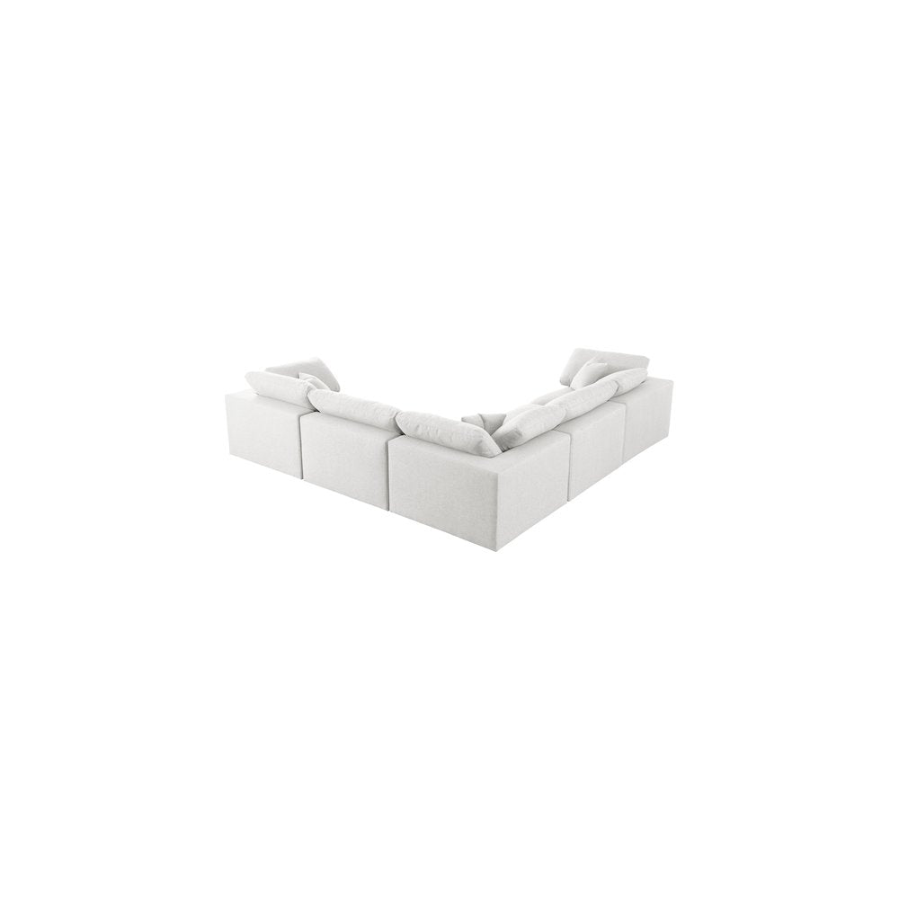 Serene Cream Linen Textured Fabric Deluxe Comfort Modular Sectional