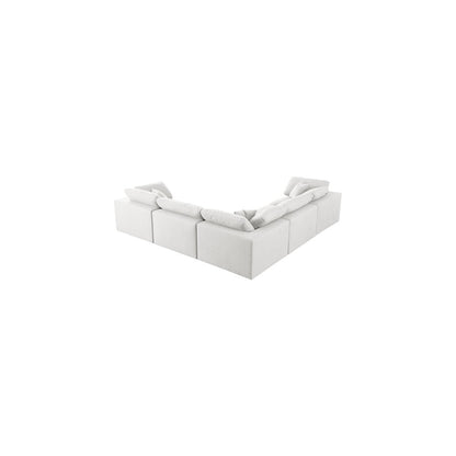 Serene Cream Linen Textured Fabric Deluxe Comfort Modular Sectional