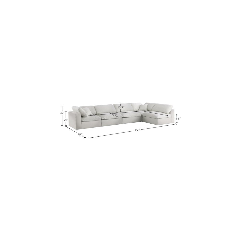 Serene Cream Linen Textured Fabric Deluxe Comfort Modular Sectional