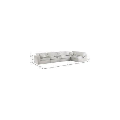 Serene Cream Linen Textured Fabric Deluxe Comfort Modular Sectional