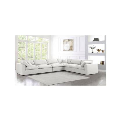 Serene Cream Linen Textured Fabric Deluxe Comfort Modular Sectional