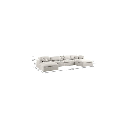 Serene Cream Linen Textured Fabric Deluxe Comfort Modular Sectional