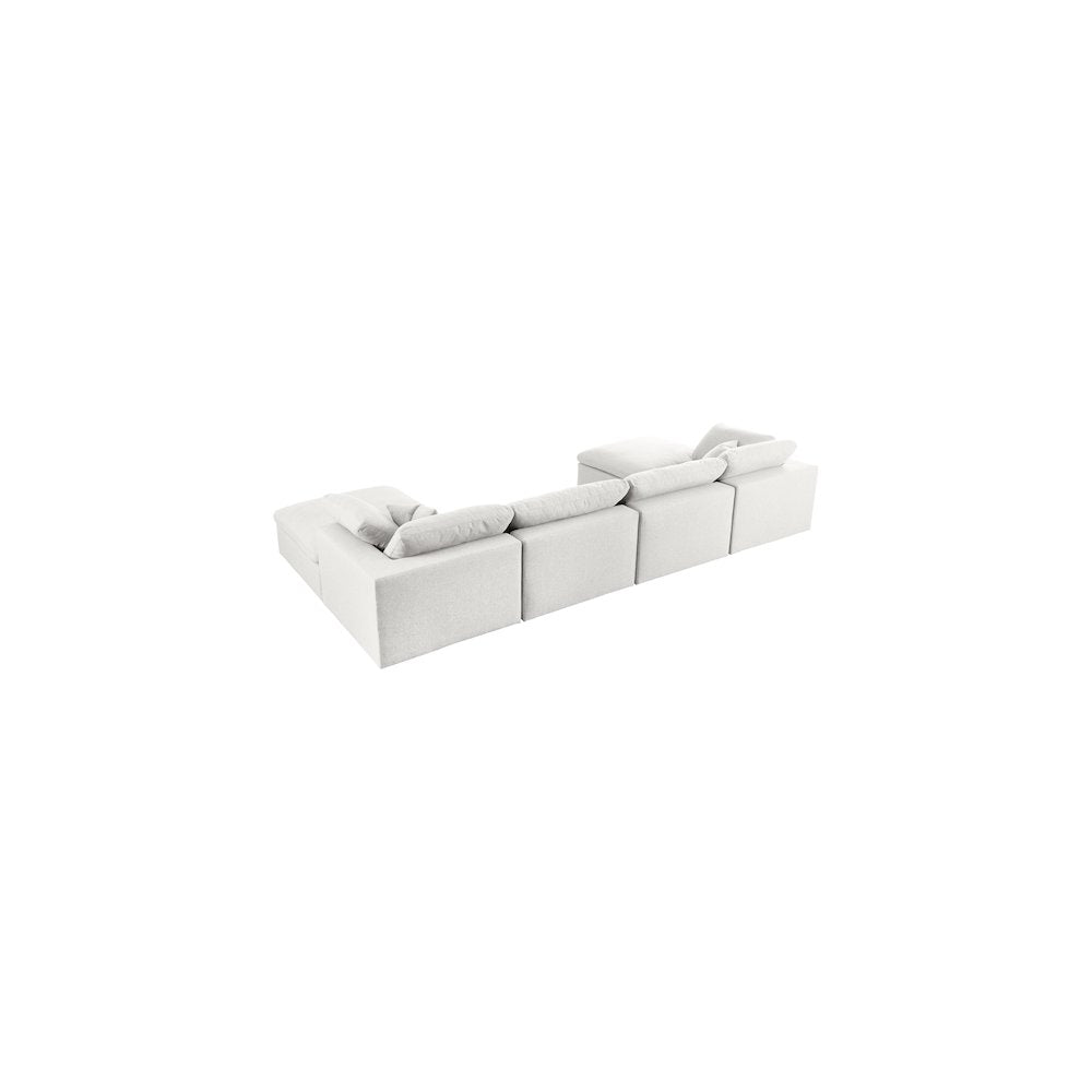 Serene Cream Linen Textured Fabric Deluxe Comfort Modular Sectional
