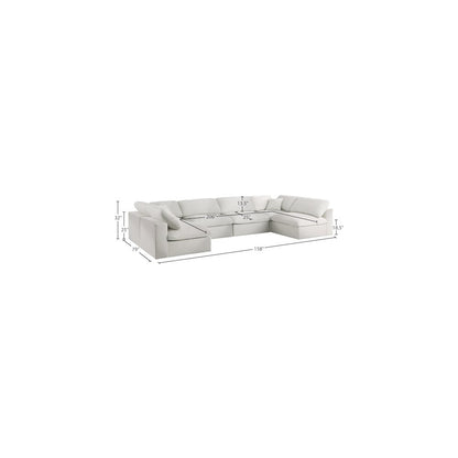 Serene Cream Linen Textured Fabric Deluxe Comfort Modular Sectional