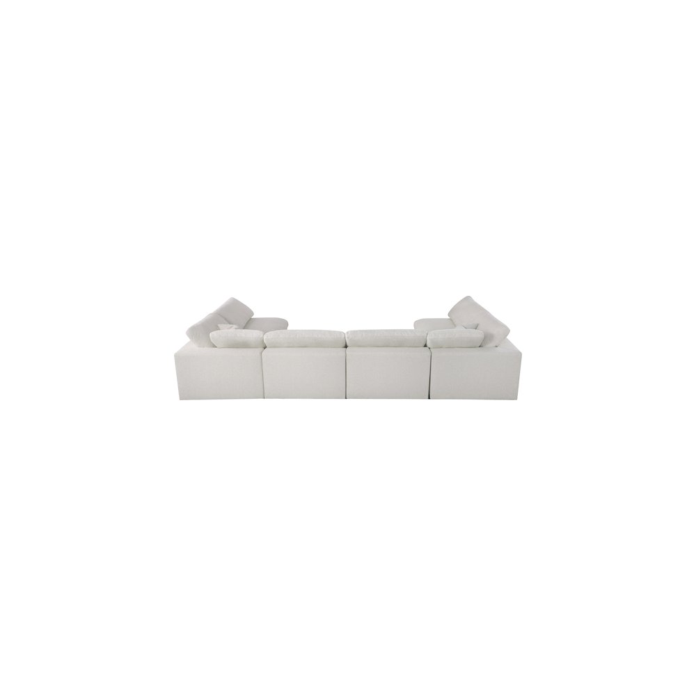 Serene Cream Linen Textured Fabric Deluxe Comfort Modular Sectional
