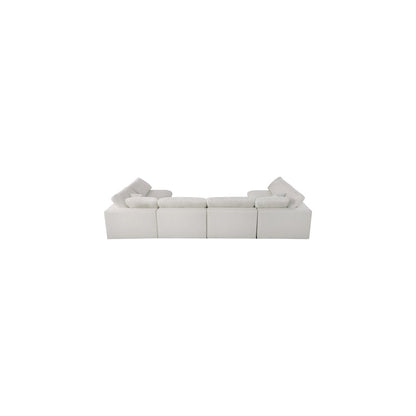 Serene Cream Linen Textured Fabric Deluxe Comfort Modular Sectional