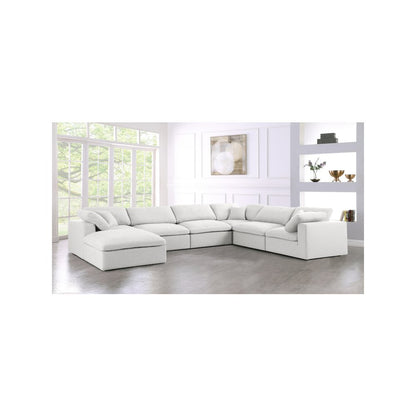 Serene Cream Linen Textured Fabric Deluxe Comfort Modular Sectional