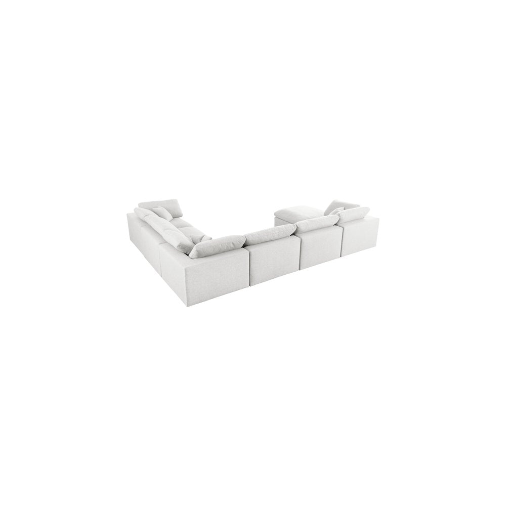 Serene Cream Linen Textured Fabric Deluxe Comfort Modular Sectional