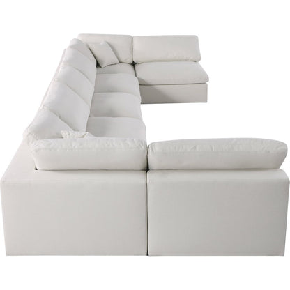 Serene Cream Linen Textured Fabric Deluxe Comfort Modular Sectional