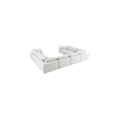 Serene Cream Linen Textured Fabric Deluxe Comfort Modular Sectional
