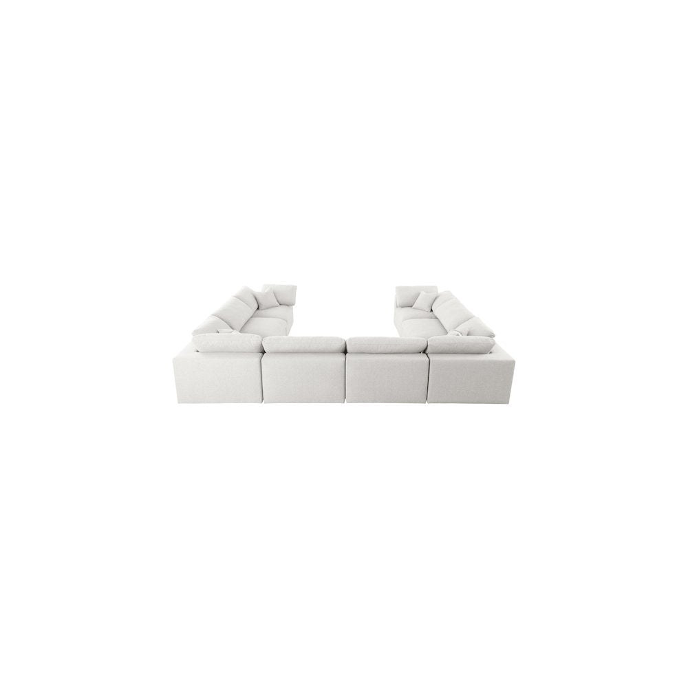 Serene Cream Linen Textured Fabric Deluxe Comfort Modular Sectional