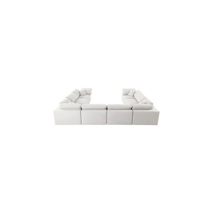 Serene Cream Linen Textured Fabric Deluxe Comfort Modular Sectional