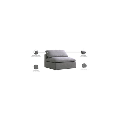 Serene Grey Linen Textured Fabric Deluxe Comfort Modular Armless Chair