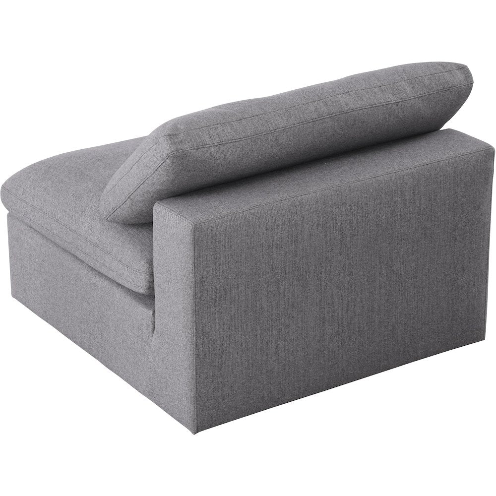 Serene Grey Linen Textured Fabric Deluxe Comfort Modular Armless Chair