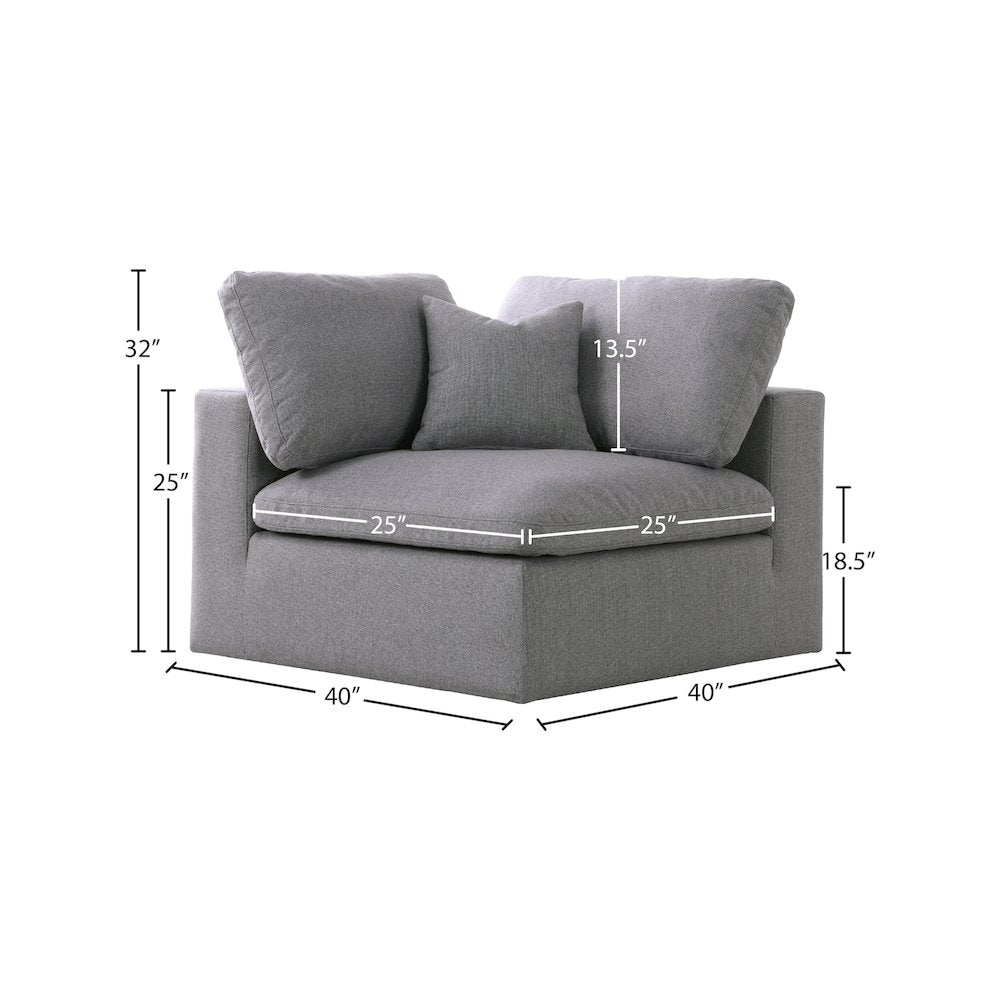 Serene Grey Linen Textured Fabric Deluxe Comfort Modular Corner Chair