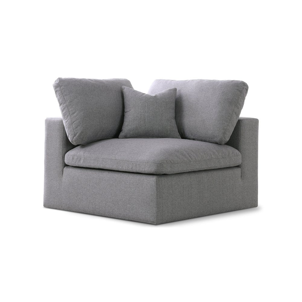 Serene Grey Linen Textured Fabric Deluxe Comfort Modular Corner Chair