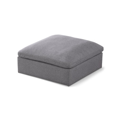 Serene Grey Linen Textured Fabric Deluxe Comfort Modular Ottoman