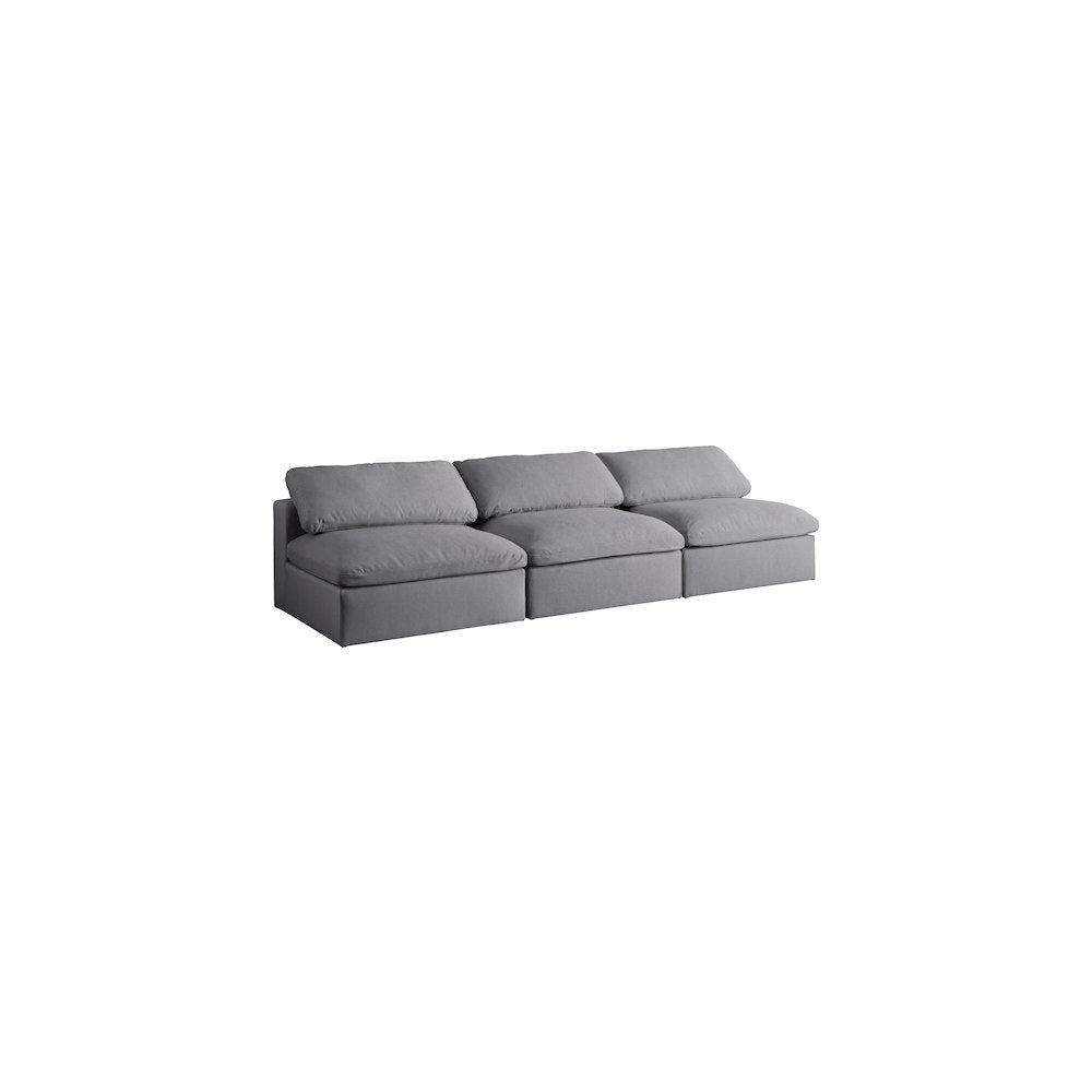 Serene Grey Linen Textured Fabric Deluxe Comfort Modular Armless Sofa