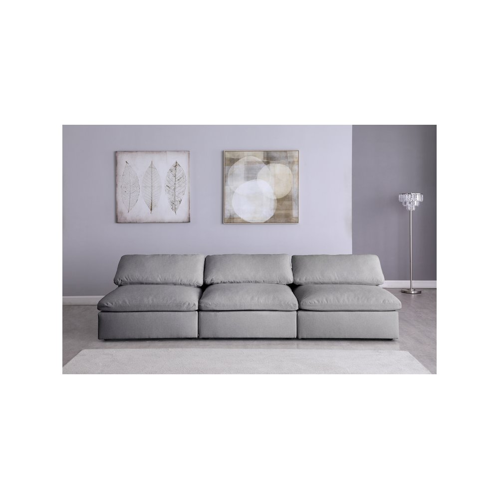 Serene Grey Linen Textured Fabric Deluxe Comfort Modular Armless Sofa
