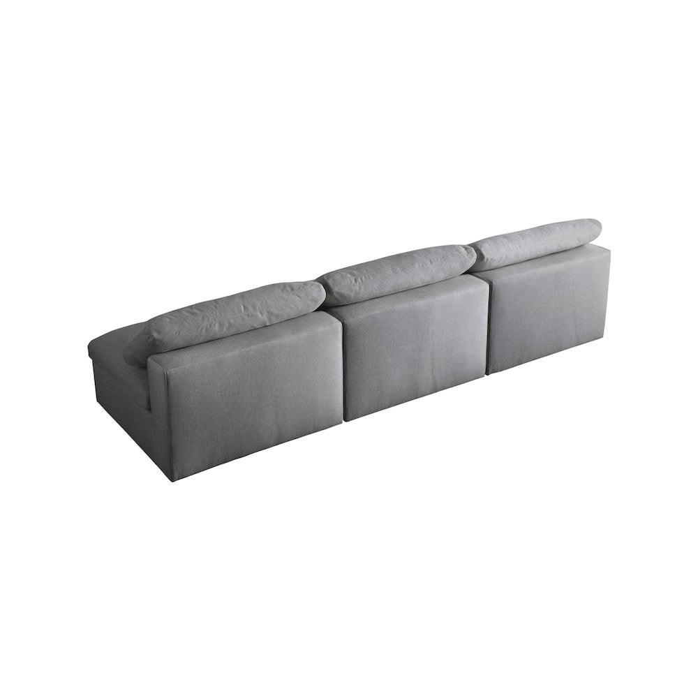 Serene Grey Linen Textured Fabric Deluxe Comfort Modular Armless Sofa