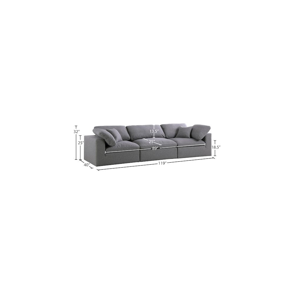 Serene Grey Linen Textured Fabric Deluxe Comfort Modular Sofa