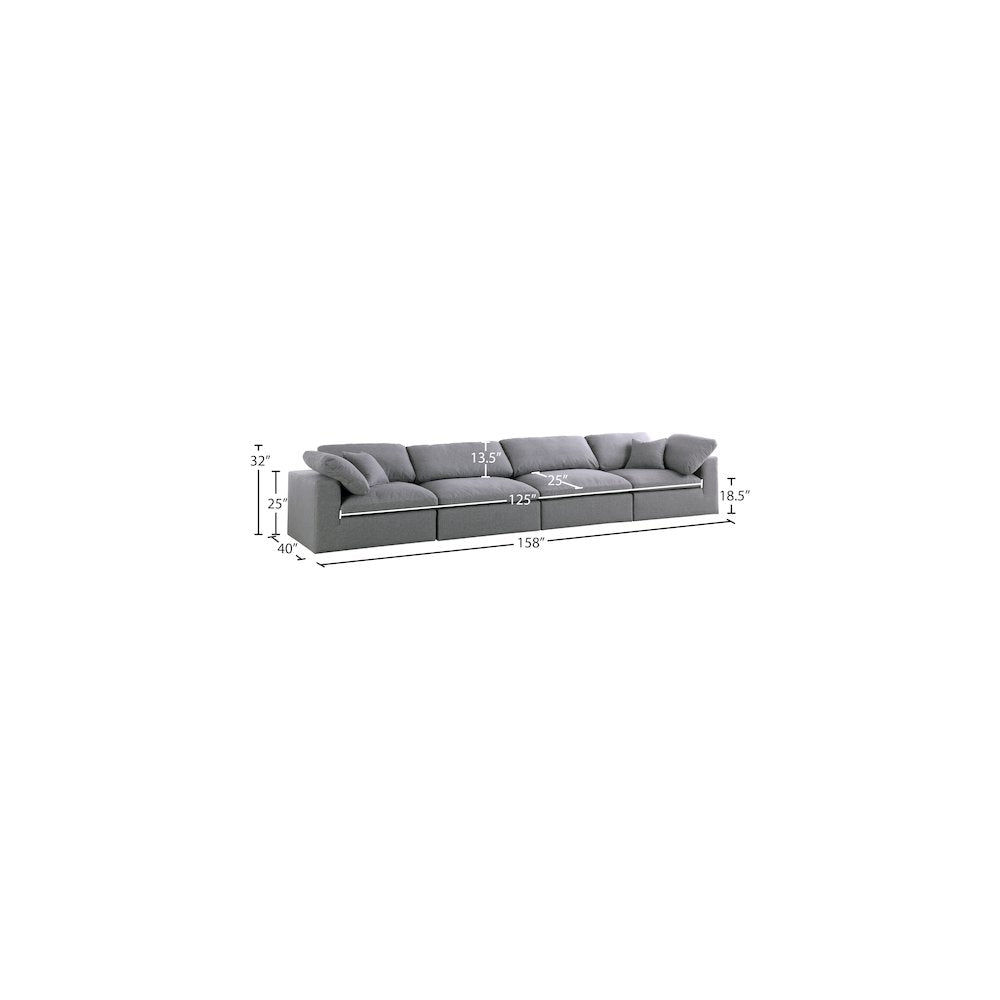 Serene Grey Linen Textured Fabric Deluxe Comfort Modular Sofa