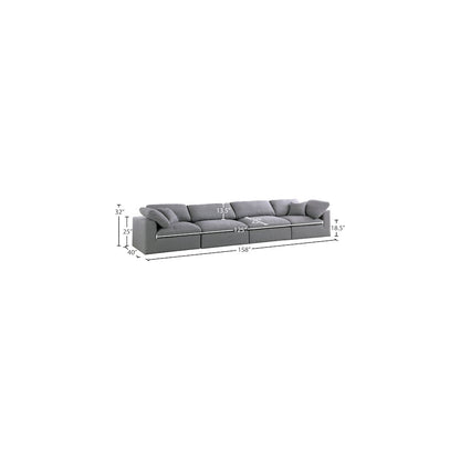 Serene Grey Linen Textured Fabric Deluxe Comfort Modular Sofa