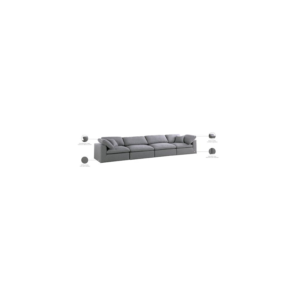 Serene Grey Linen Textured Fabric Deluxe Comfort Modular Sofa