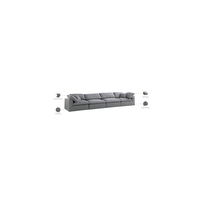Serene Grey Linen Textured Fabric Deluxe Comfort Modular Sofa