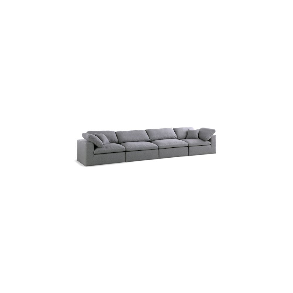 Serene Grey Linen Textured Fabric Deluxe Comfort Modular Sofa