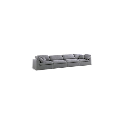 Serene Grey Linen Textured Fabric Deluxe Comfort Modular Sofa