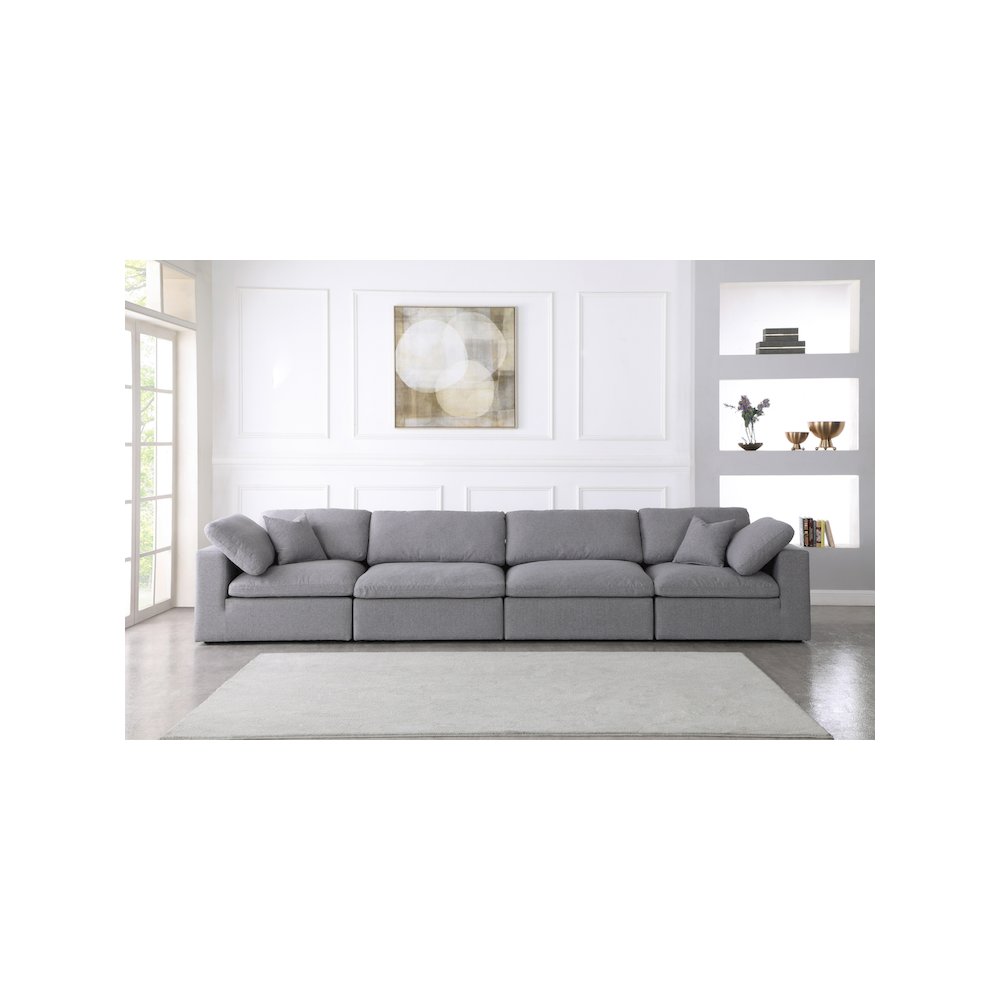 Serene Grey Linen Textured Fabric Deluxe Comfort Modular Sofa