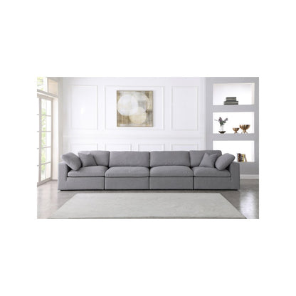 Serene Grey Linen Textured Fabric Deluxe Comfort Modular Sofa