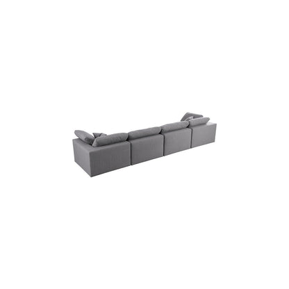Serene Grey Linen Textured Fabric Deluxe Comfort Modular Sofa