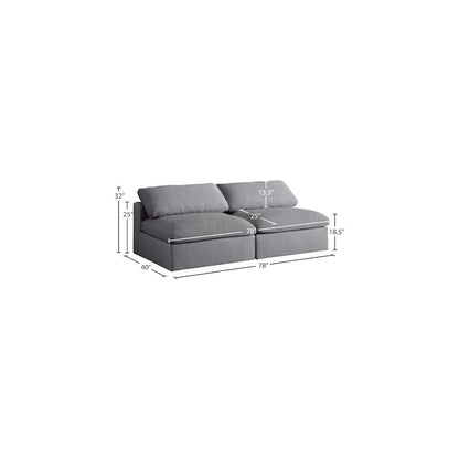Serene Grey Linen Textured Fabric Deluxe Comfort Modular Armless Sofa