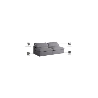 Serene Grey Linen Textured Fabric Deluxe Comfort Modular Armless Sofa