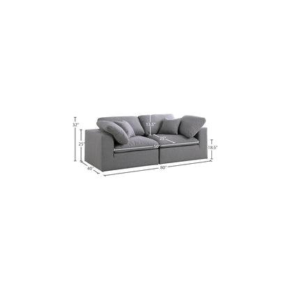 Serene Grey Linen Textured Fabric Deluxe Comfort Modular Sofa