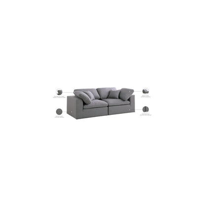 Serene Grey Linen Textured Fabric Deluxe Comfort Modular Sofa