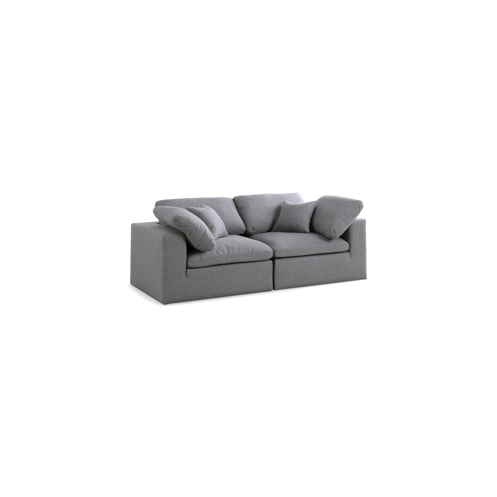 Serene Grey Linen Textured Fabric Deluxe Comfort Modular Sofa