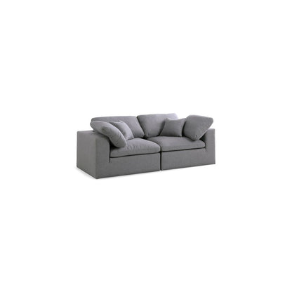 Serene Grey Linen Textured Fabric Deluxe Comfort Modular Sofa