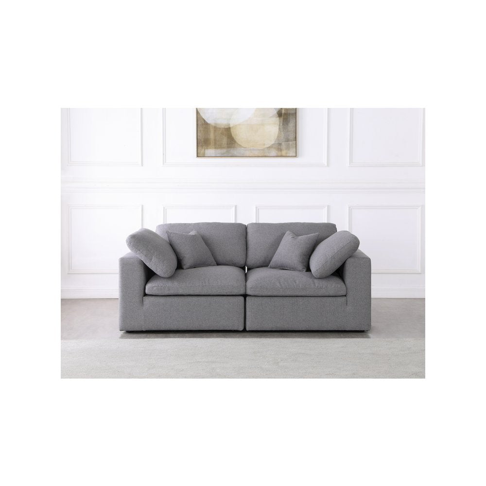 Serene Grey Linen Textured Fabric Deluxe Comfort Modular Sofa