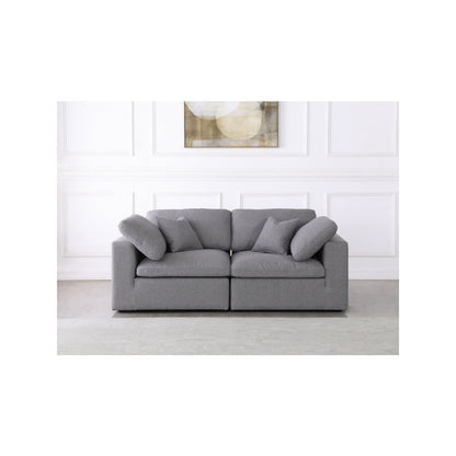 Serene Grey Linen Textured Fabric Deluxe Comfort Modular Sofa