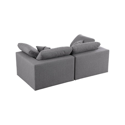 Serene Grey Linen Textured Fabric Deluxe Comfort Modular Sofa