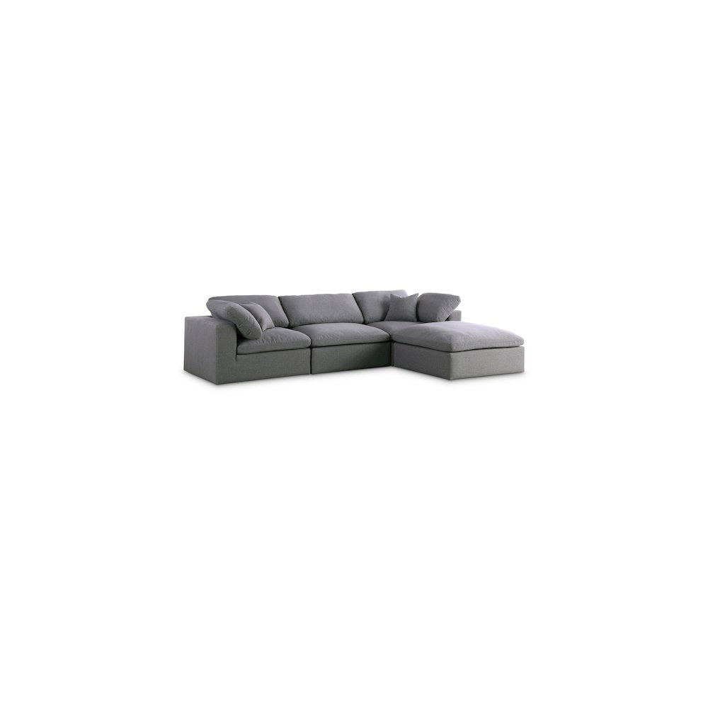 Serene Grey Linen Textured Fabric Deluxe Comfort Modular Sectional