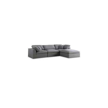 Serene Grey Linen Textured Fabric Deluxe Comfort Modular Sectional